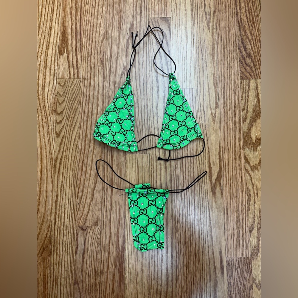 Dancewear: Gucci Lime Green Bikini with Rinestones